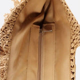 Adèle | Grand sac en paille à franges avec fermeture zippée