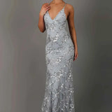 Magda | Robe longue à bretelles avec embellissement en sequins