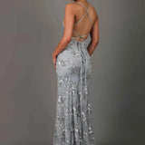 Magda | Robe longue à bretelles avec embellissement en sequins
