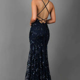 Magda | Robe longue à bretelles avec embellissement en sequins