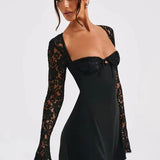 Robe Mini Bodycon à Fines Détails en Dentelle Velloria – Décolleté en Cœur