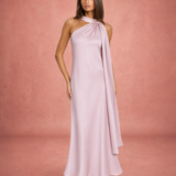 Perrine | Robe Maxi Halter Asymétrique Satinée