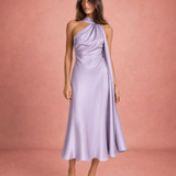 Perrine | Robe Maxi Halter Asymétrique Satinée