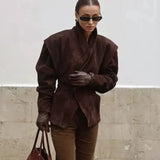 Margaux | Blazer femme en similicuir à coupe structurée