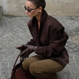 Margaux | Blazer femme en similicuir à coupe structurée