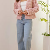 Chloé | Veste courte en fausse fourrure pour femme à col ouvert