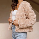 Chloé | Veste courte en fausse fourrure pour femme à col ouvert