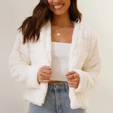 Chloé | Veste courte en fausse fourrure pour femme à col ouvert