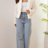 Chloé | Veste courte en fausse fourrure pour femme à col ouvert