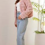 Chloé | Veste courte en fausse fourrure pour femme à col ouvert