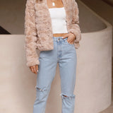 Chloé | Veste courte en fausse fourrure pour femme à col ouvert