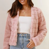 Chloé | Veste courte en fausse fourrure pour femme à col ouvert