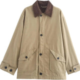 Léa | Veste femme mi-saison avec col en velours côtelé