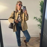 Léa | Veste femme mi-saison avec col en velours côtelé