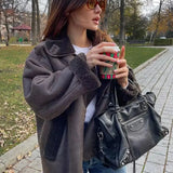 Manon | Veste femme effet mouton à larges revers