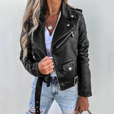 Lison | Veste en cuir véritable à col montant et ceinture