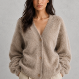 Françoise | Cardigan tricoté à boutons pour femme, coupe décontractée