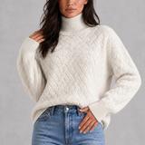 Dominique | Pull en tricot doux à col roulé et coupe décontractée