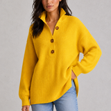 Diane | Pull en tricot à col à revers et fermeture à trois boutons